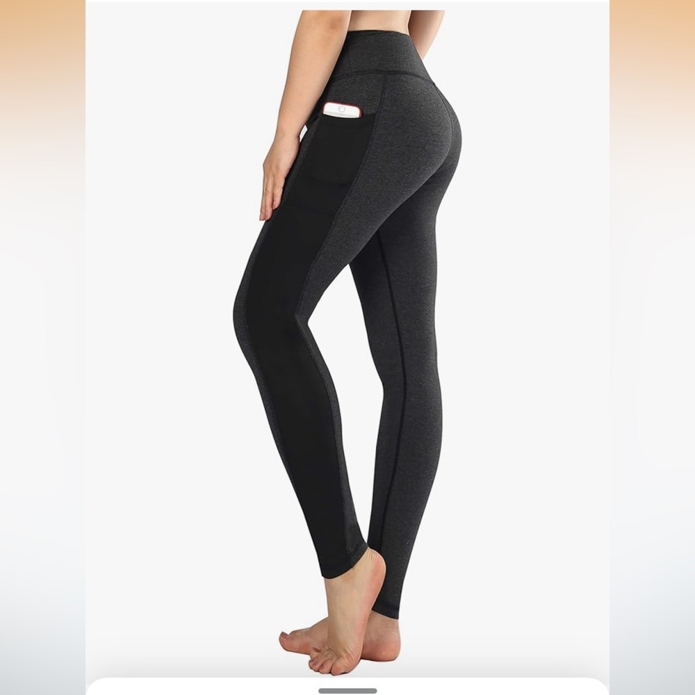 Women's Black and Gray High-Waisted Sugar Pocket Leggings with Pockets. NWT. M.